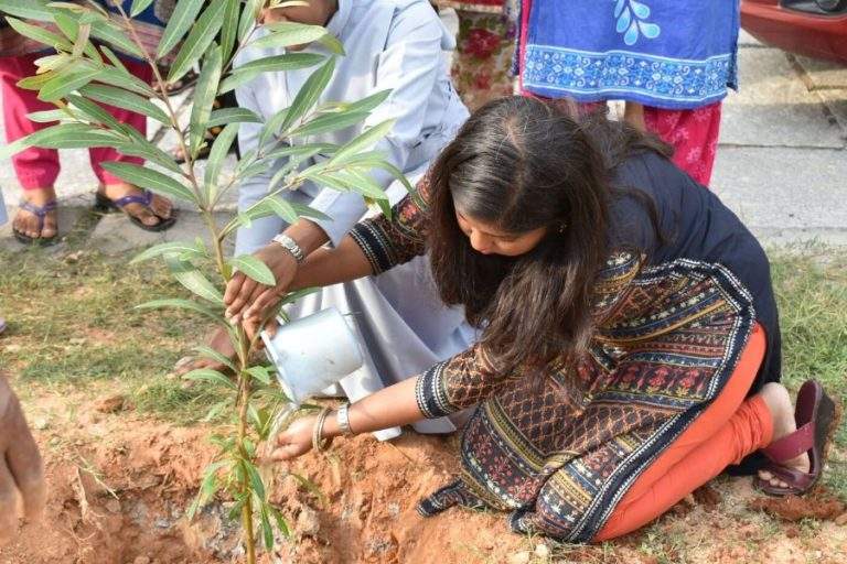 Mrs. Shreya planting tree