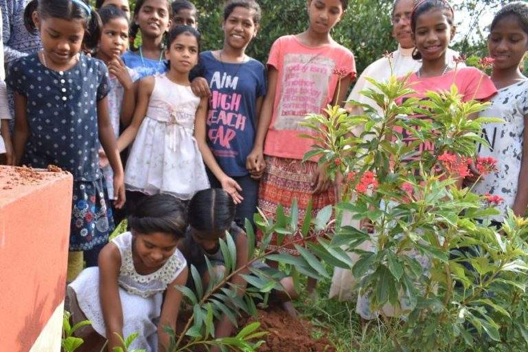 orphanage kids ready for tree plantation